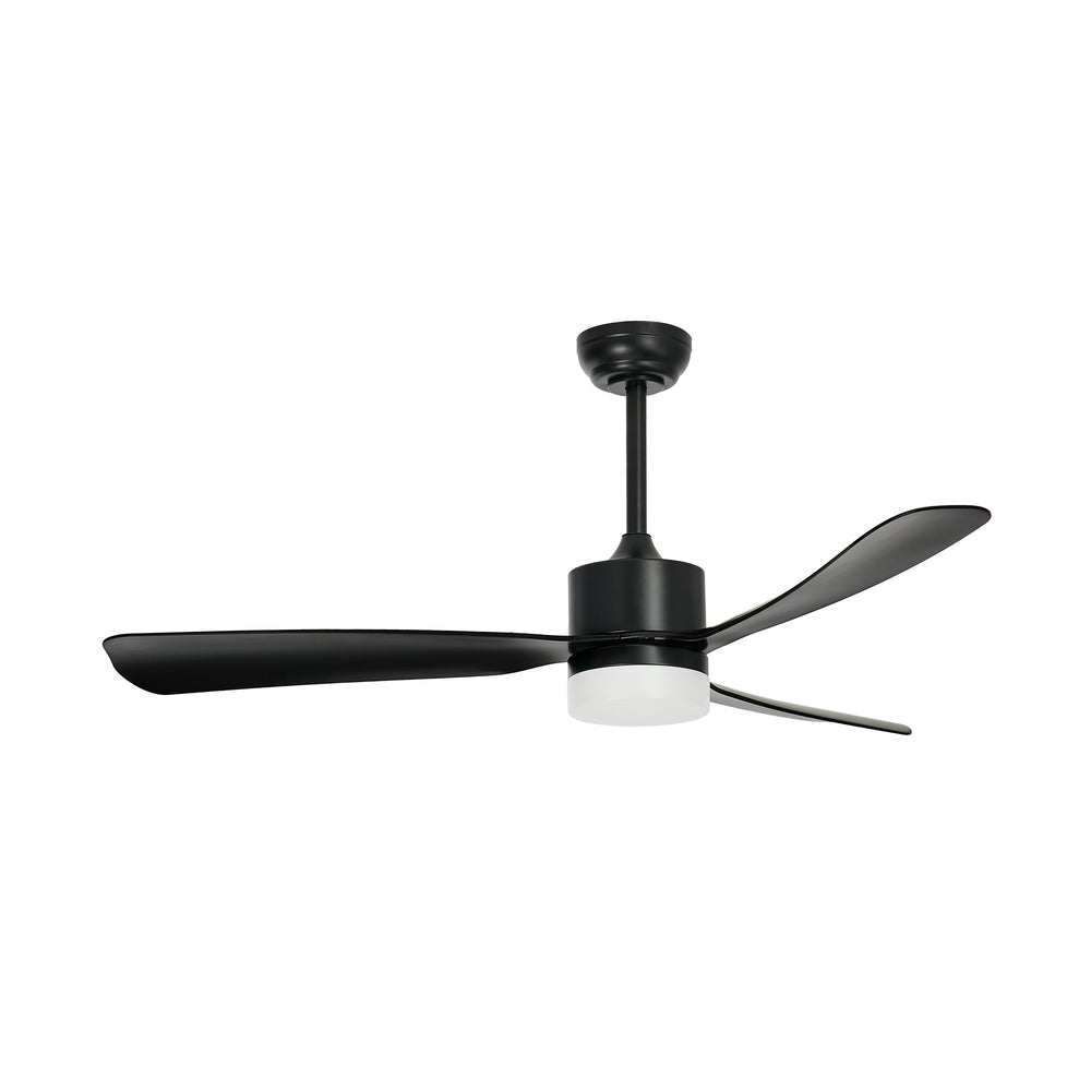 52 Inch Black Ceiling Fan with LED Light 5 Speed and Remote Control
