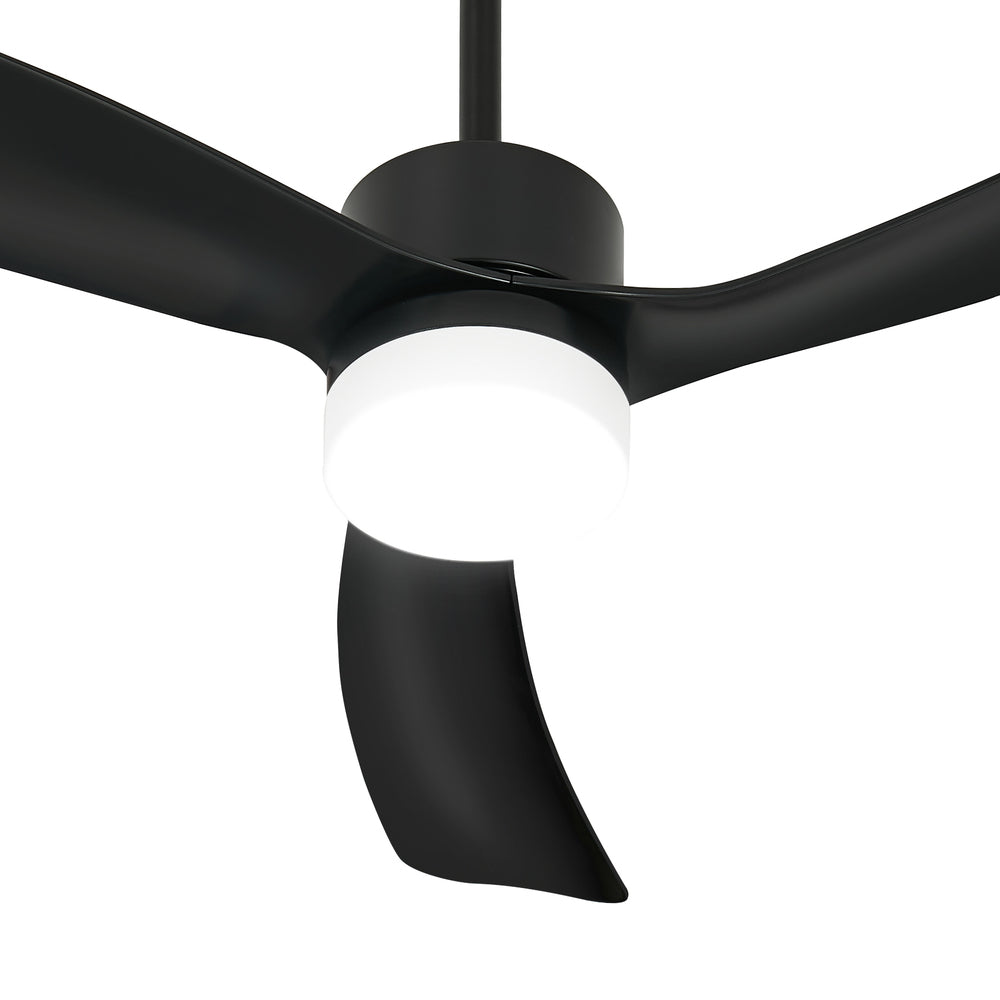 52 Inch Black Ceiling Fan with LED Light 5 Speed and Remote Control