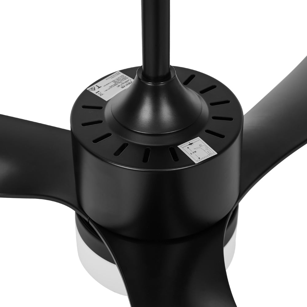 52 Inch Black Ceiling Fan with LED Light 5 Speed and Remote Control